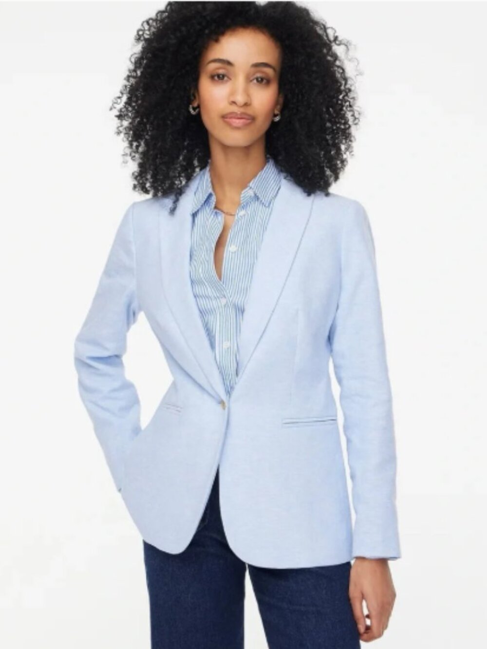 NWT J. Crew Linen Blend One-Button Blazer Light Blue Size 14